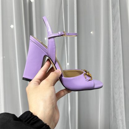 Gucci high heel block heel sandals classic buckle - Image 3