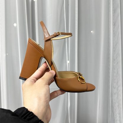 Gucci high heel block heel sandals classic buckle - Image 3