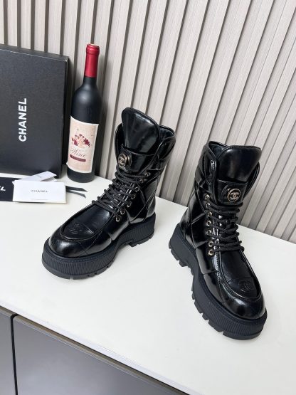 Chanel black autumn and winter new electric show diamond style bread boots - Image 2