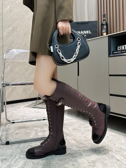 Chanel Purple Super Comfortable High Boots - Image 2