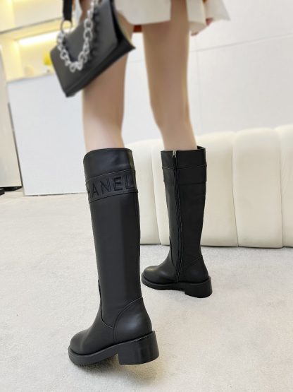 Chanel autumn and winter high-end custom black classic leather boots - Image 2