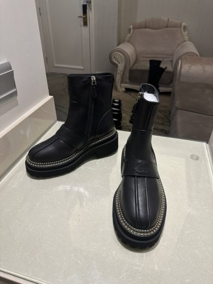Chanel black autumn and winter high-end classic luxury leather ankle boots - Image 2