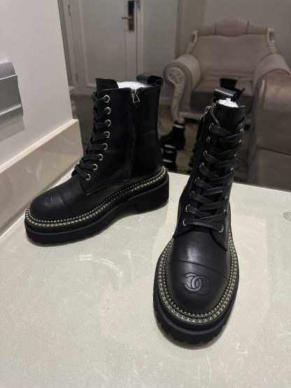 Chanel black matte autumn and winter high-end classic luxury leather ankle boots - Image 2