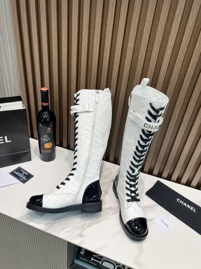 Chanel girly white leather boots - Image 2