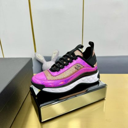 Chanel classic pink and purple mix and match fashion casual dad shoes for men and women - Image 2