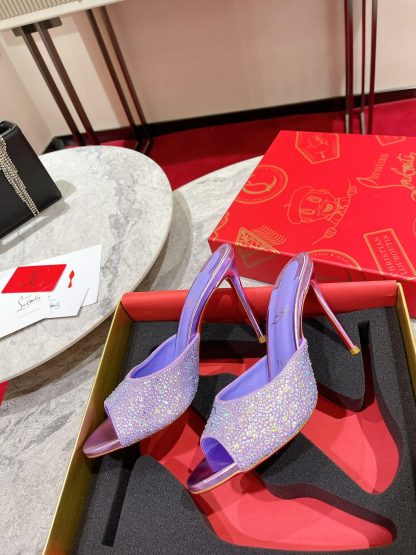 Christian Louboutin Vintage Peep-toe Crystal High Heels - Image 2