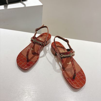 Christian Louboutin red-soled women's thong low-heeled sandals - Image 2