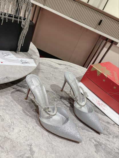Christian Louboutin pointed toe chain sandals high heels - Image 2