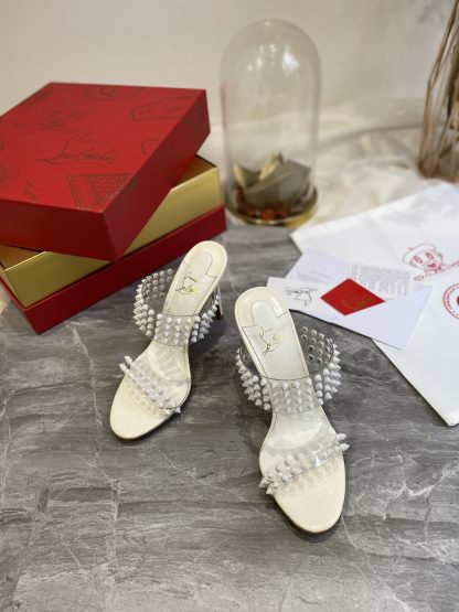 ChristianLouboutin plastic spike sandals high heels
