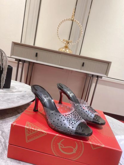 Christian Louboutin Film Diamond Peep-Toe High Heels - Image 2