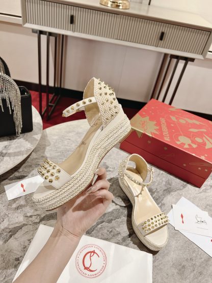 Christian Louboutin metal studded wedge sandals - Image 2