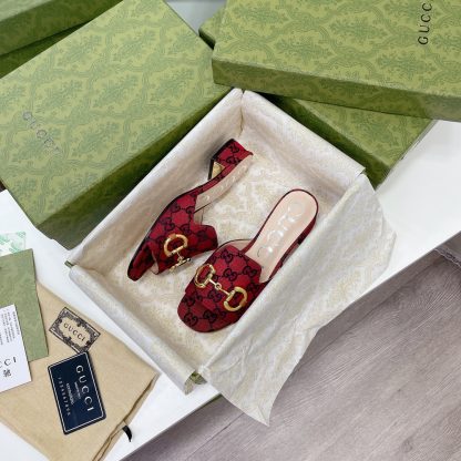 Gucci horsebit shallow design with square toe and three-dimensional square heel slippers - Image 2