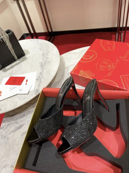 ChristianLouboutin cute retro fish mouth diamond high heel sandals - Image 2