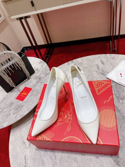 Christian Louboutin patent leather CL buckle high heels - Image 2