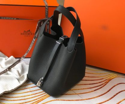 Hermès black and silver unique lightweight wear-resistant and waterproof basket bag - Image 2