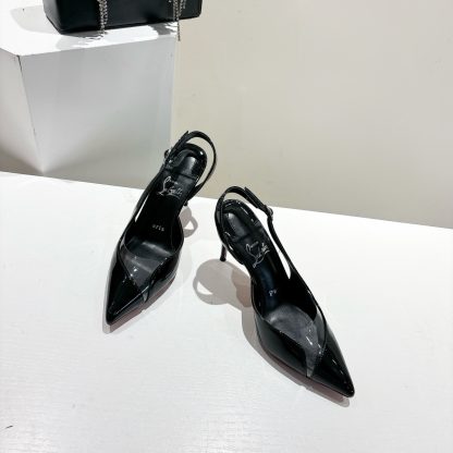 Christian Louboutin patent leather backless high-heeled sandals - Image 2