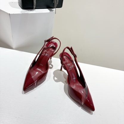 Christian Louboutin patent leather backless high-heeled sandals - Image 2