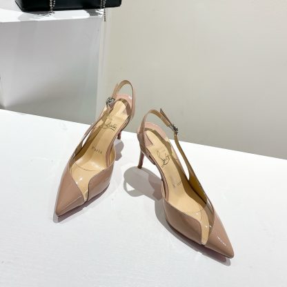 Christian Louboutin patent leather backless high-heeled sandals - Image 2