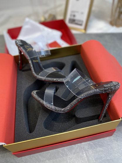 ChristianLouboutin transparent one-strap diamond sandals high heels - Image 3