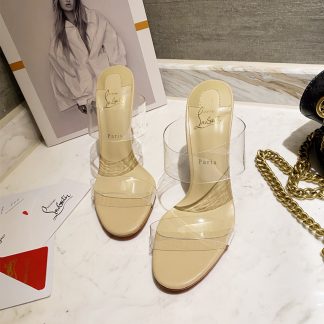 ChristianLouboutin transparent one-strap diamond sandals high heels