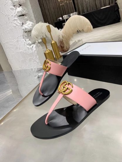 Gucci Double G buckle ribbon square toe flat slides - Image 3