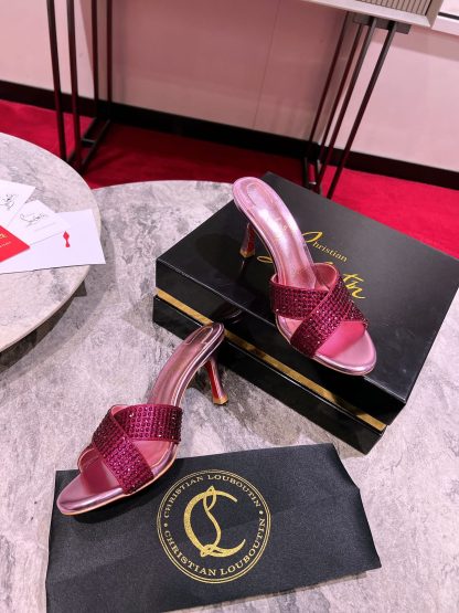 ChristianLouboutin elegant fish mouth diamond sandals high heels - Image 2