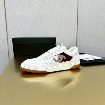 Chanel classic design white and brown mixed casual sneakers - Image 2