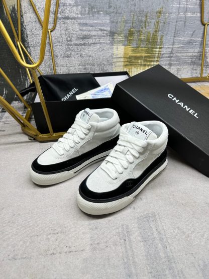 Chanel white and black latest couple sports high-top casual shoes - Image 2