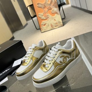 Chanel classic design gold mix fashion casual sneakers