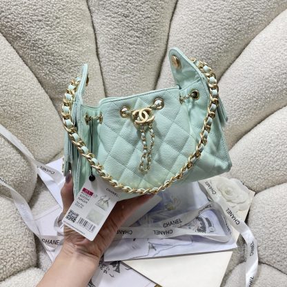 Chanel-style hippie hobo light green mini bag - Image 2