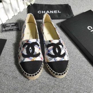 Chanel colorful checkered linen textured casual shoes