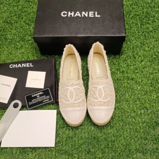 Chanel popular cowhide apricot casual shoes
