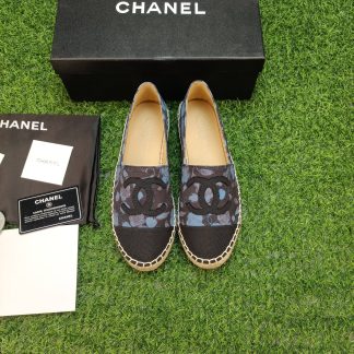 Chanel popular leather black and blue casual shoes
