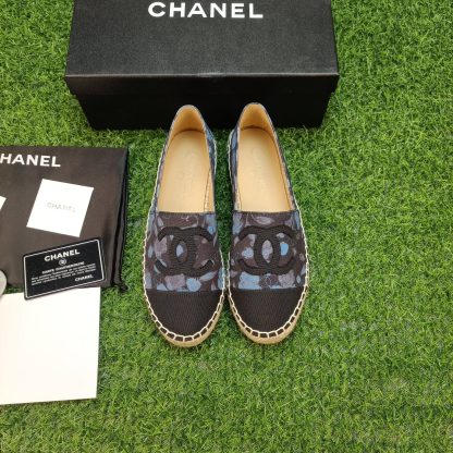 Chanel popular leather black and blue casual shoes