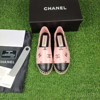 Chanel early spring sunshine light pink black new fisherman shoes