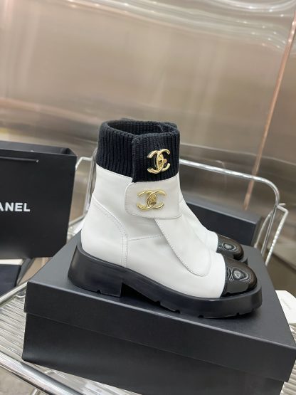 Chanel white autumn and winter leather boots - Image 2