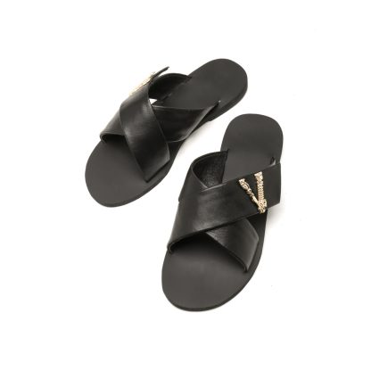VERSACE Cross V Buckle Flat Sandals - Image 2