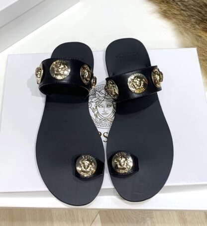VERSACE SLIP-TOE SLIDE SANDALS