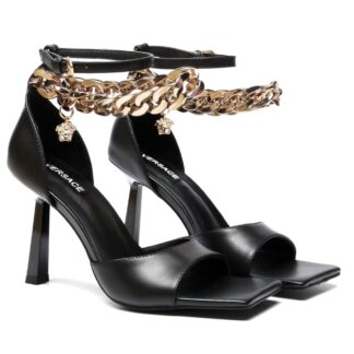 VERSACE square-toed high-heeled chain sandals