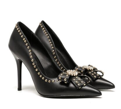 VERSACE Gold Stud Bow High Heels