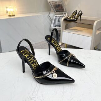 VERSACE patent leather open-back high heels