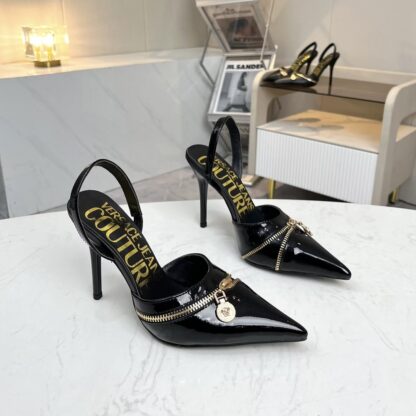 VERSACE patent leather open-back high heels