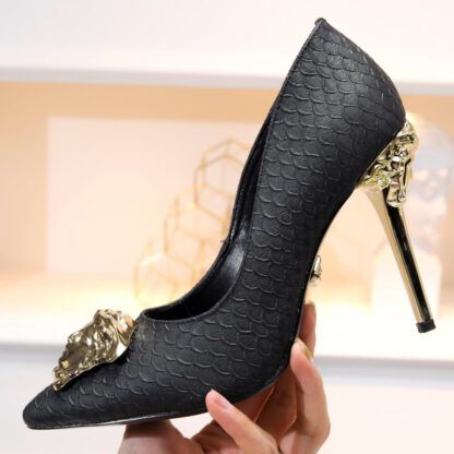 VERSACE Fashionable Fish Pattern Temperament High Heels - Image 3