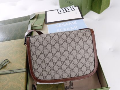 Gucci Double G Interlocking Pattern Flap Shoulder Bag - Image 2