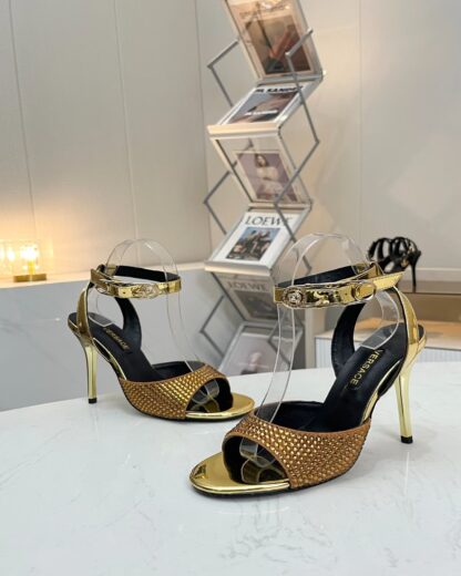 VERSACE new style brooch buckle rhinestone high-heeled sandals - Image 2
