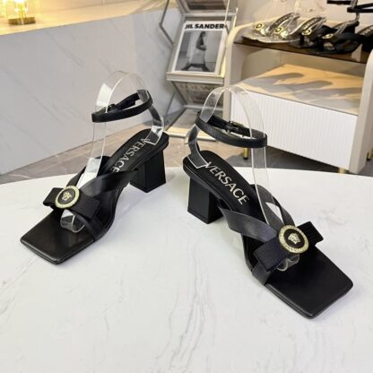 VERSACE new square toe chunky heel sandals high heels - Image 2