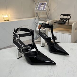 VERSACE new pointed toe thick heel high heels