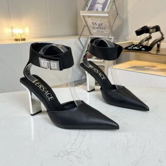 VERSACE new pointed toe thick heel high heels