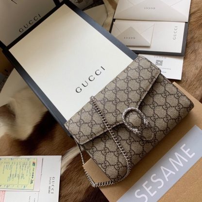 Gucci Double Tiger Head Buckle Leather Chain Bag - Image 2