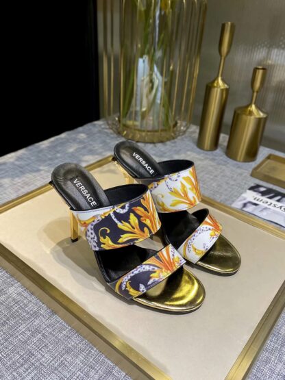 VERSACE New Printed Sandals High Heels